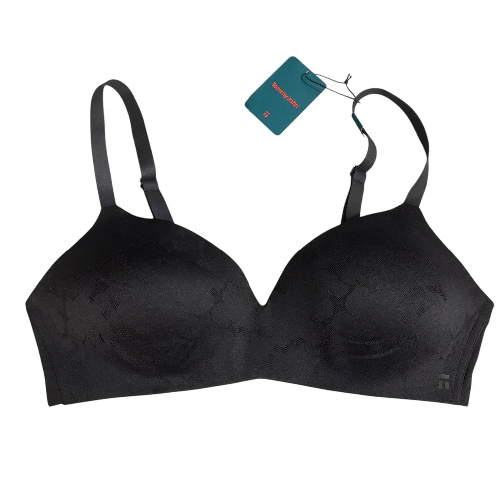 Tommy John Bra 38D Second Skin Lightly‎ Lined Wireless Black Lace New